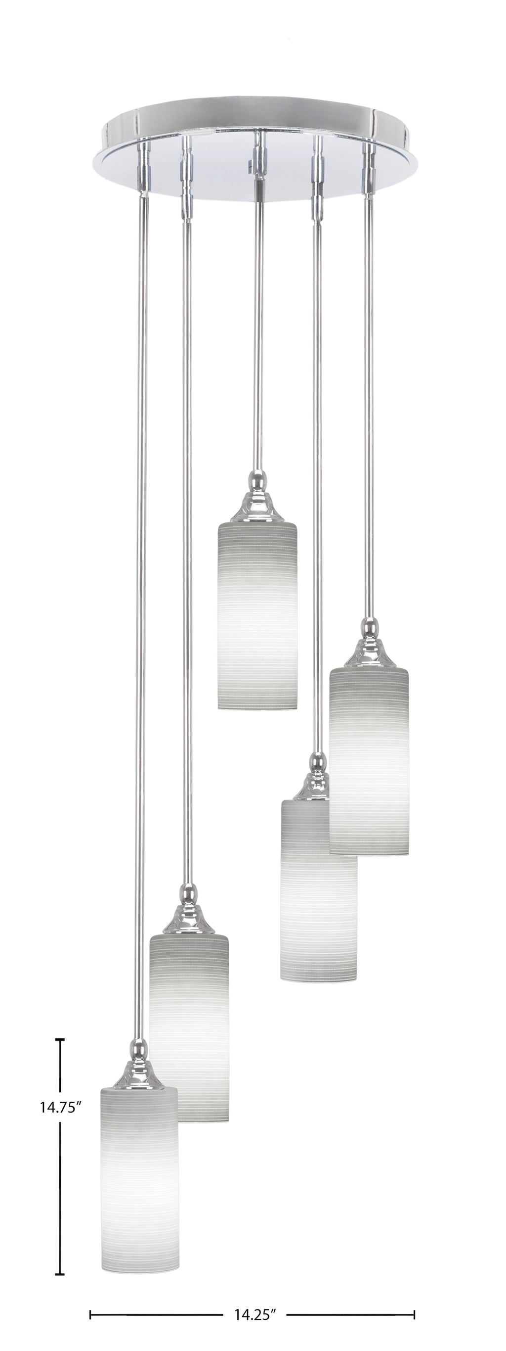 Empire Five Light Pendalier in Chrome with 4" White Matrix Shade