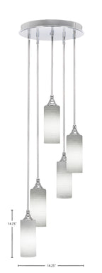 Empire Five Light Pendalier in Chrome with 4" White Matrix Shade