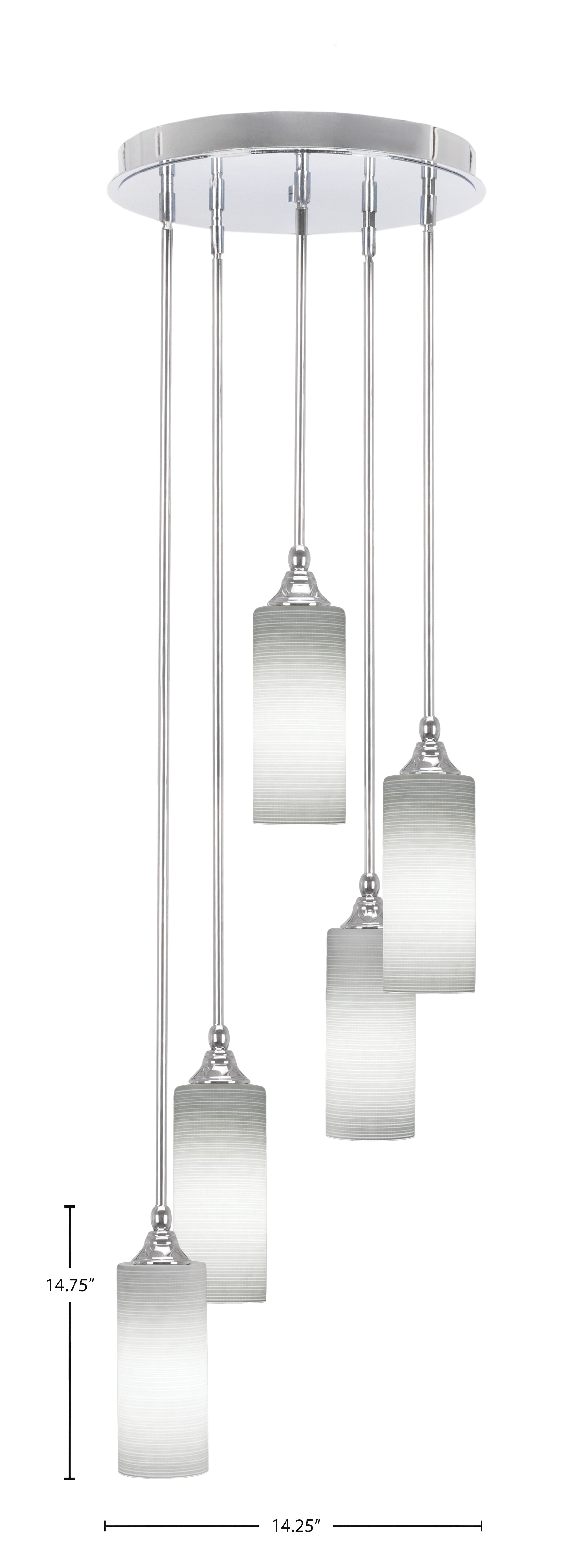 Empire Five Light Pendalier in Chrome with 4" White Matrix Shade