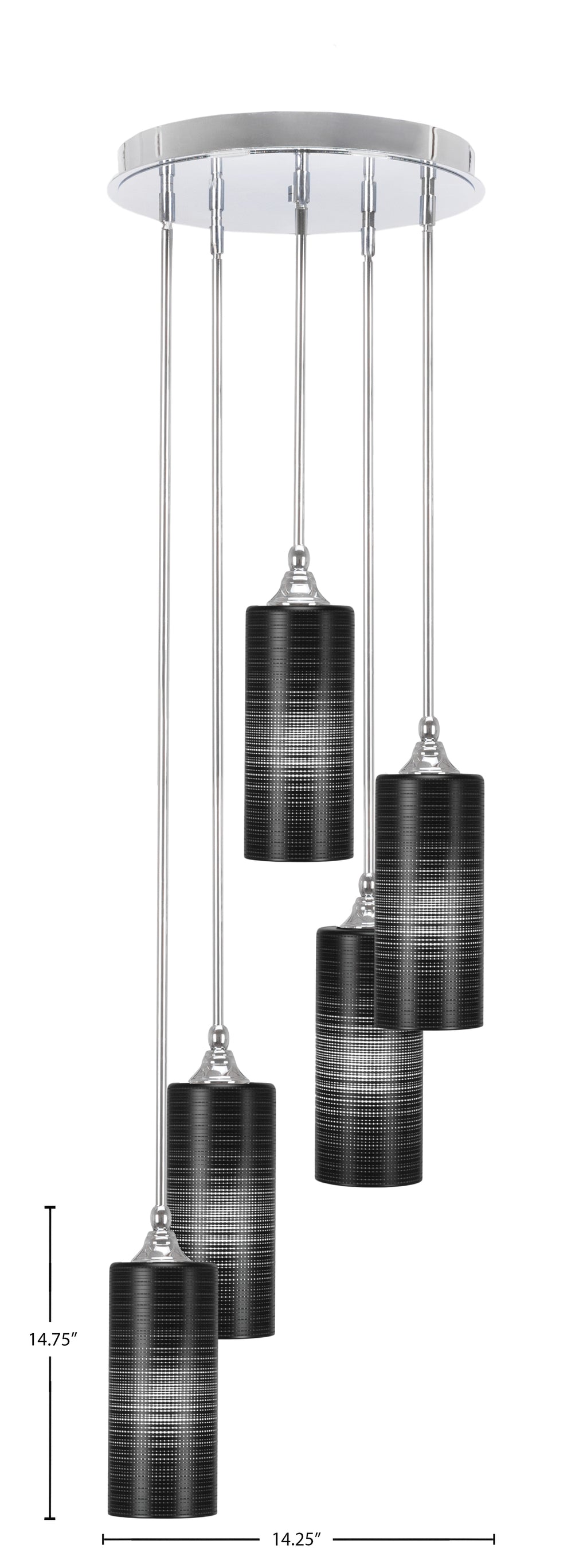 Empire Five Light Pendalier in Chrome with 4" Black Matrix Shade