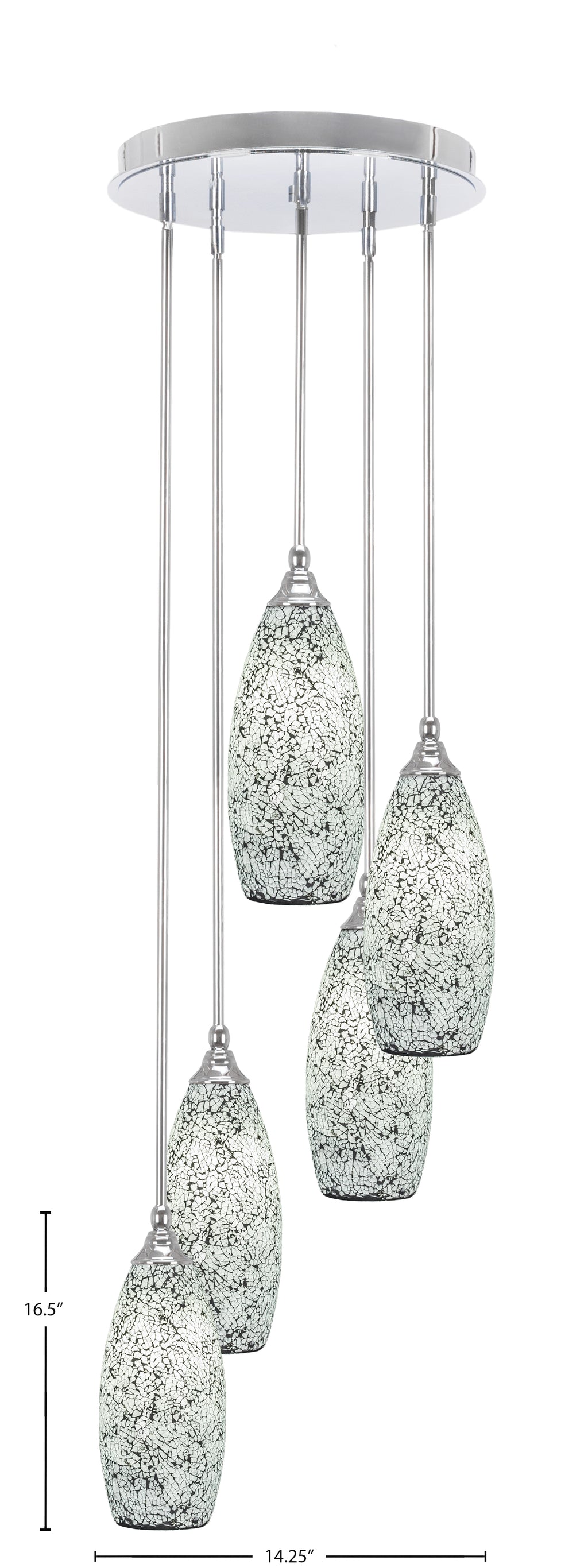 Empire Five Light Pendalier in Chrome with 5.5" Black Fusion Shade