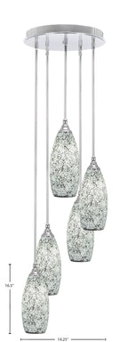 Empire Five Light Pendalier in Chrome with 5.5" Black Fusion Shade