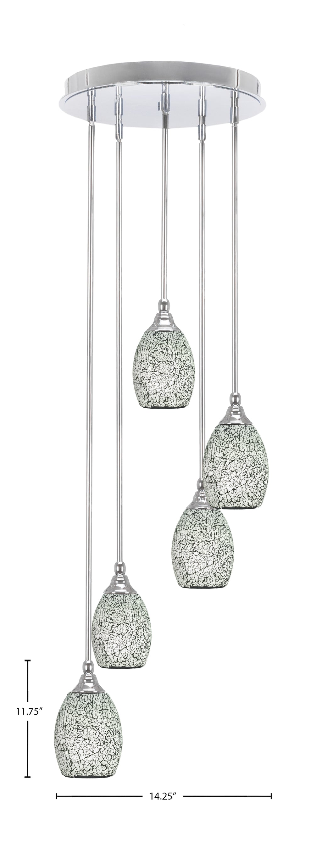 Empire Five Light Pendalier in Chrome with 5" Black Fusion Shade