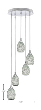 Empire Five Light Pendalier in Chrome with 5" Black Fusion Shade