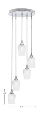 Empire Five Light Pendalier in Chrome with 5" Clear Textured Shade