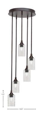 Empire Five Light Pendalier in Dark Granite with 4" Smoke Bubble Shade