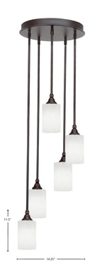 Empire Five Light Pendalier in Dark Granite with 4" White Muslin Shade