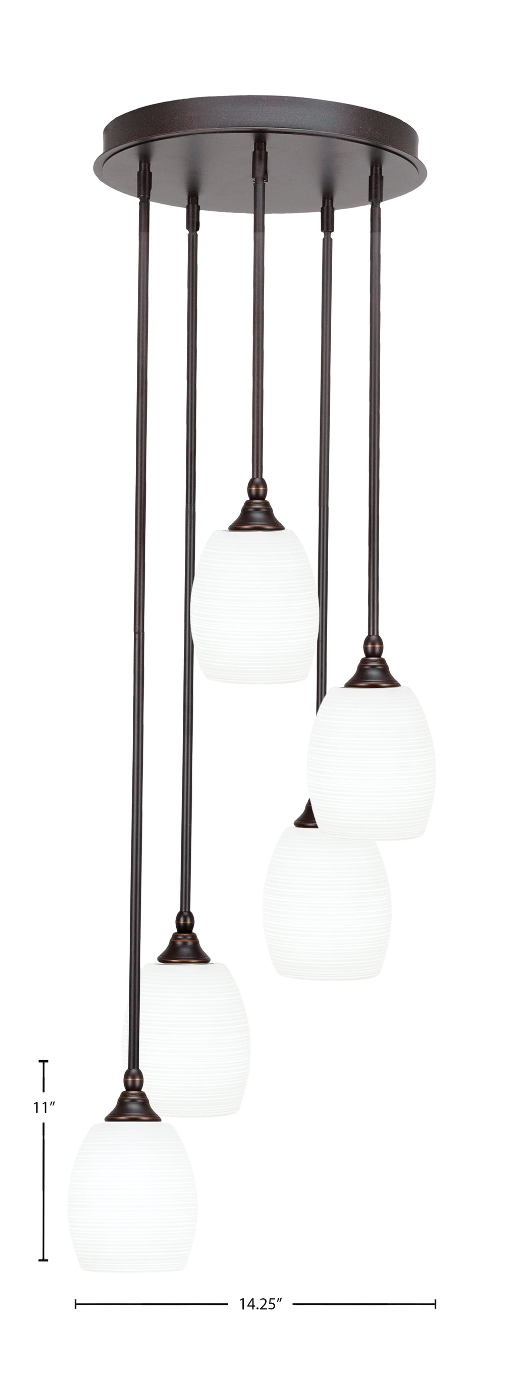 Empire Five Light Pendalier in Dark Granite with 5" White Matrix Shade