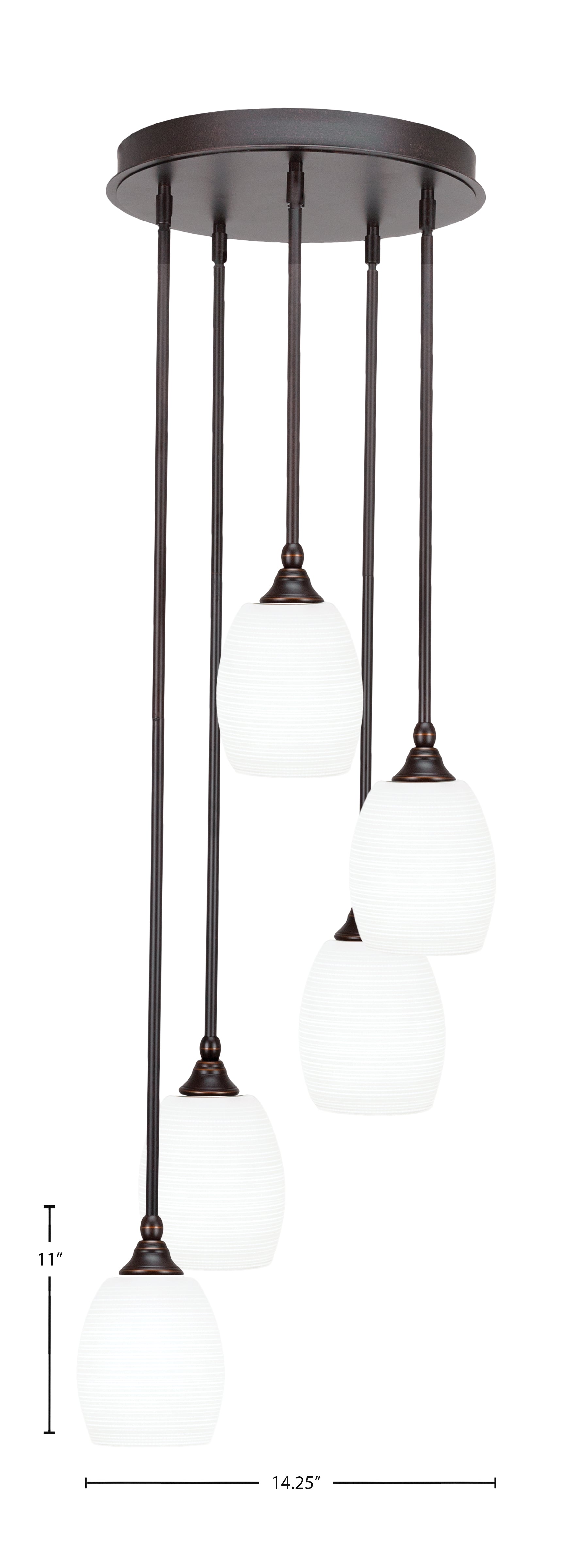 Empire Five Light Pendalier in Dark Granite with 5" White Matrix Shade