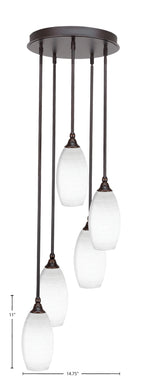 Empire Five Light Pendalier in Dark Granite with 5.5" White Matrix Shade