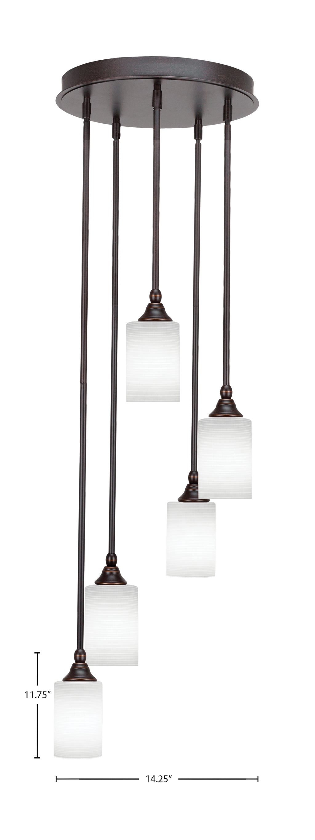 Empire Five Light Pendalier in Dark Granite with 4" White Matrix Shade