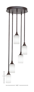 Empire Five Light Pendalier in Dark Granite with 4" White Matrix Shade