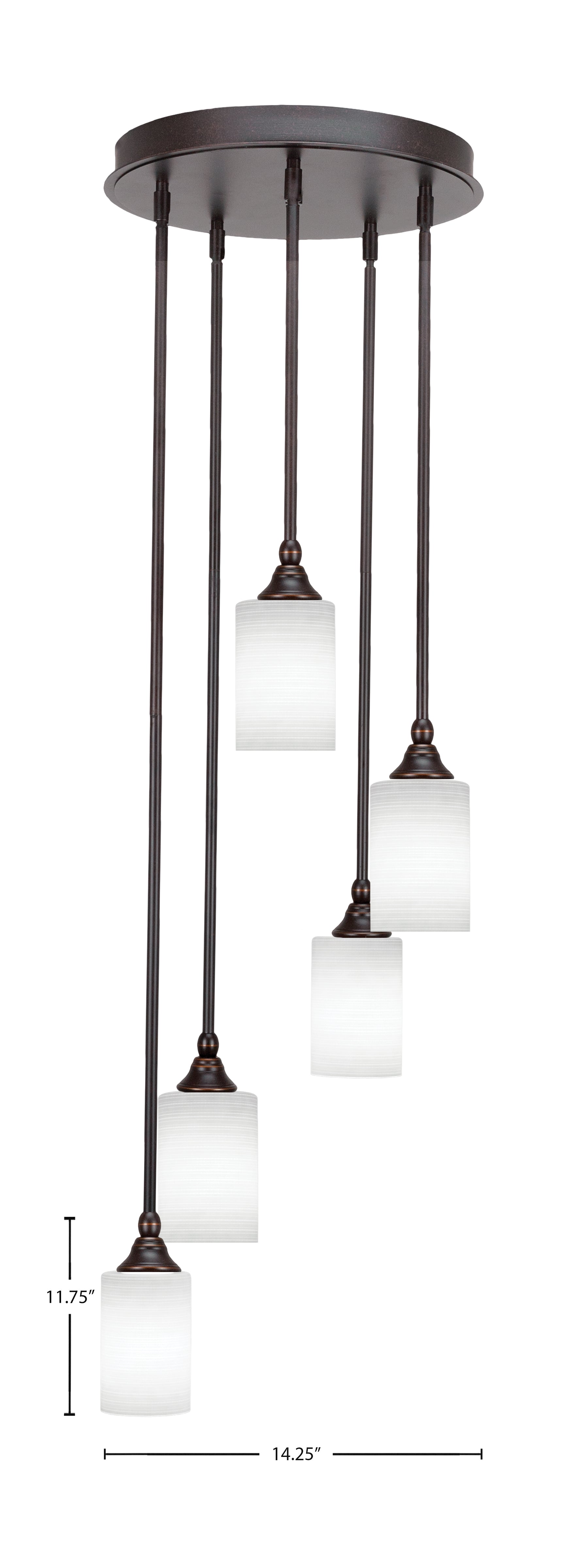Empire Five Light Pendalier in Dark Granite with 4" White Matrix Shade