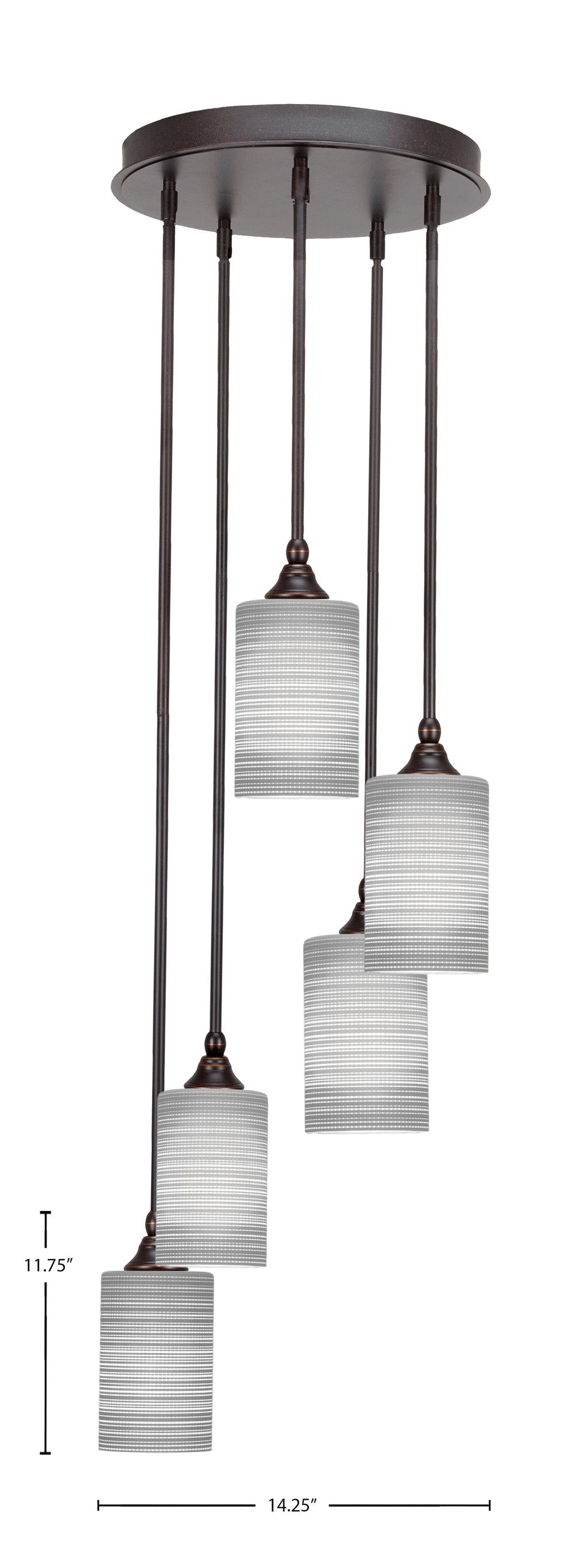 Empire Five Light Cluster Pendalier in Dark Granite with 4" Gray Matrix Shade