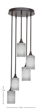 Empire Five Light Cluster Pendalier in Dark Granite with 4" Gray Matrix Shade