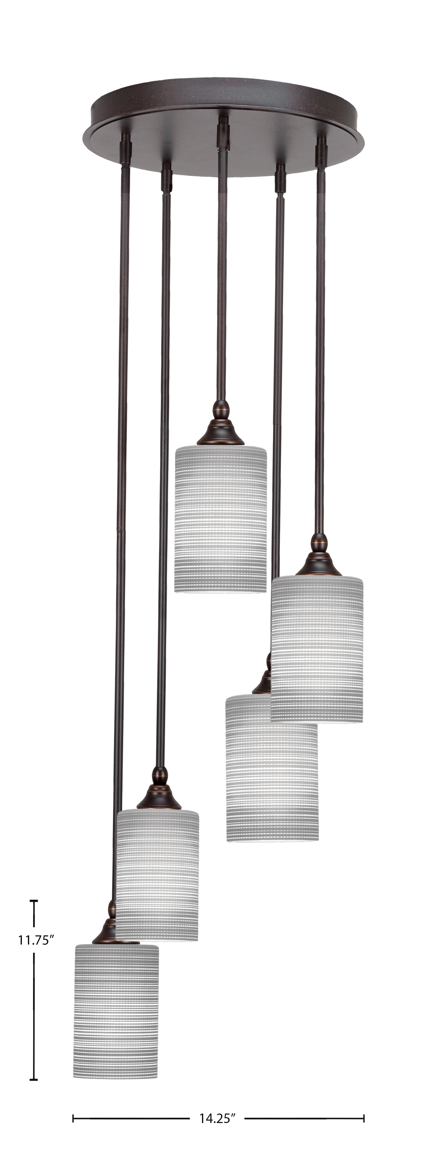 Empire Five Light Cluster Pendalier in Dark Granite with 4" Gray Matrix Shade
