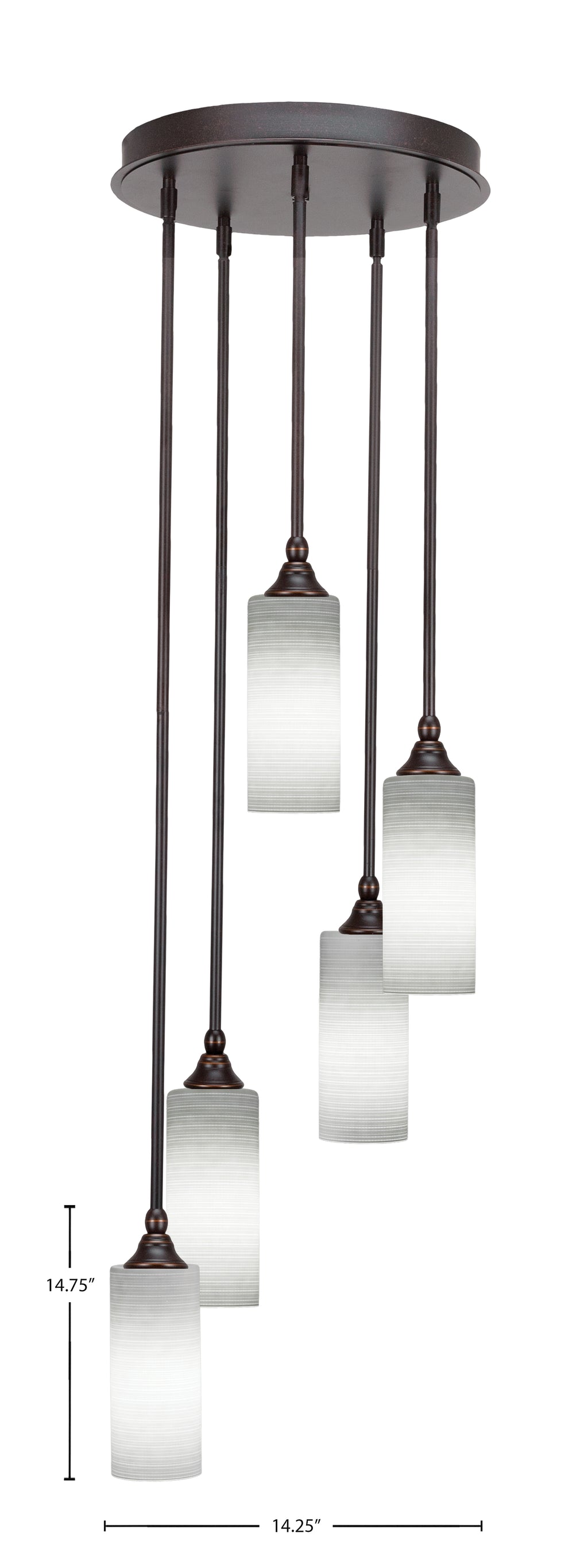 Empire Five Light Pendalier in Dark Granite with 4" White Matrix Shade