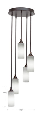 Empire Five Light Pendalier in Dark Granite with 4" White Matrix Shade