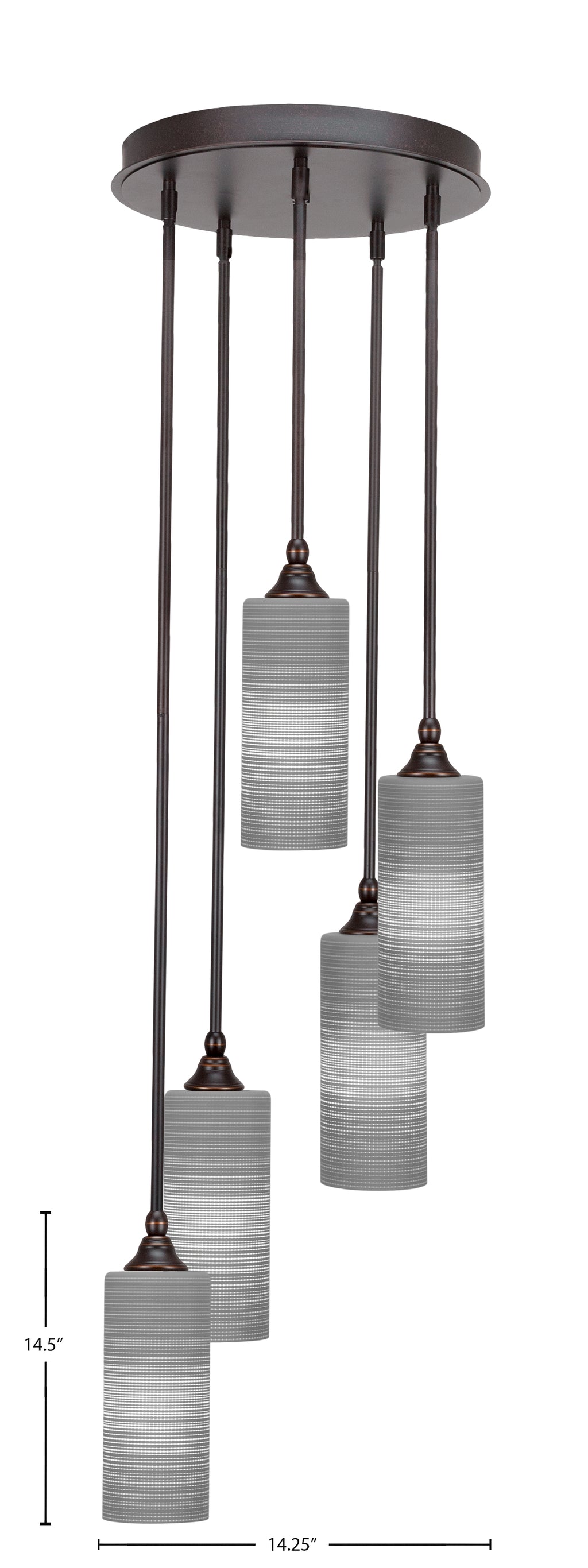 Empire Five Light Cluster Pendalier in Dark Granite with 4" Gray Matrix Shade