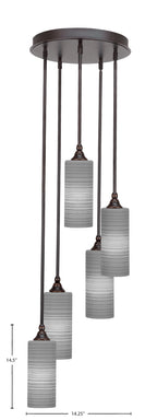 Empire Five Light Cluster Pendalier in Dark Granite with 4" Gray Matrix Shade