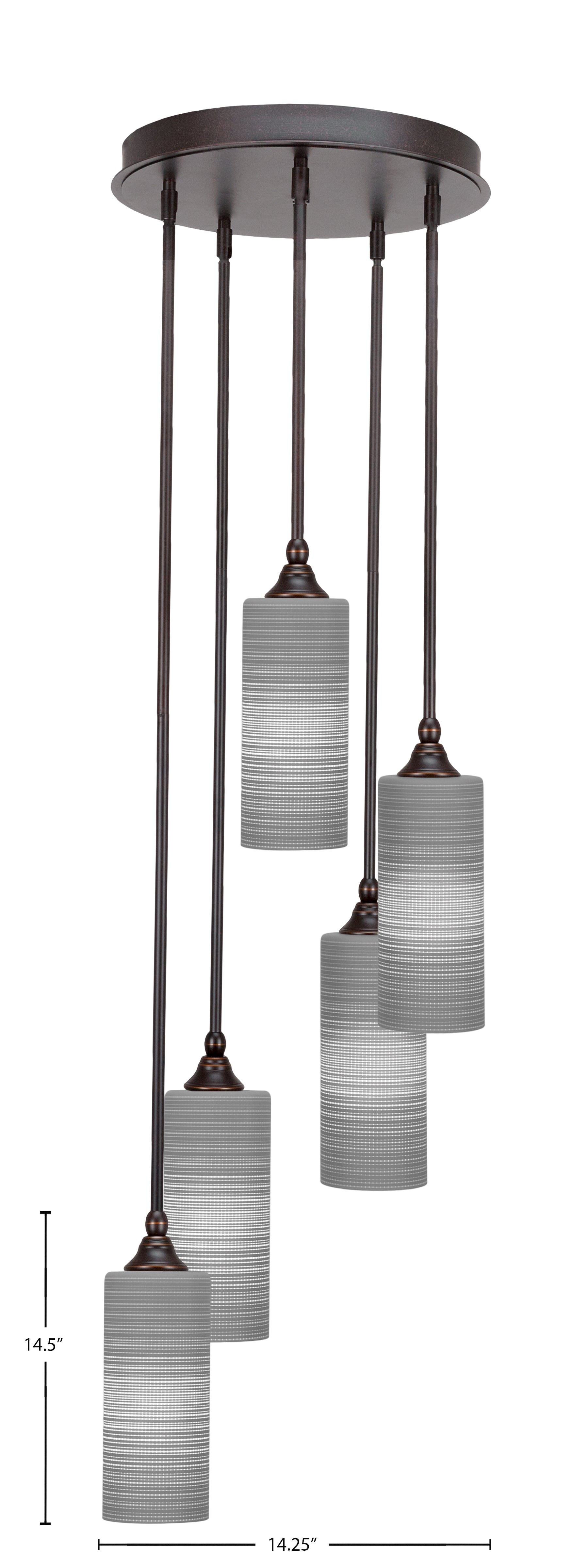 Empire Five Light Cluster Pendalier in Dark Granite with 4" Gray Matrix Shade