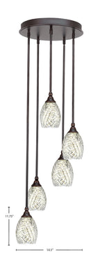 Empire Five Light Pendalier in Dark Granite with 5" Natural Fusion Shade