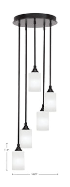 Empire Five Light Pendalier in Espresso with 4" White Marble Shade