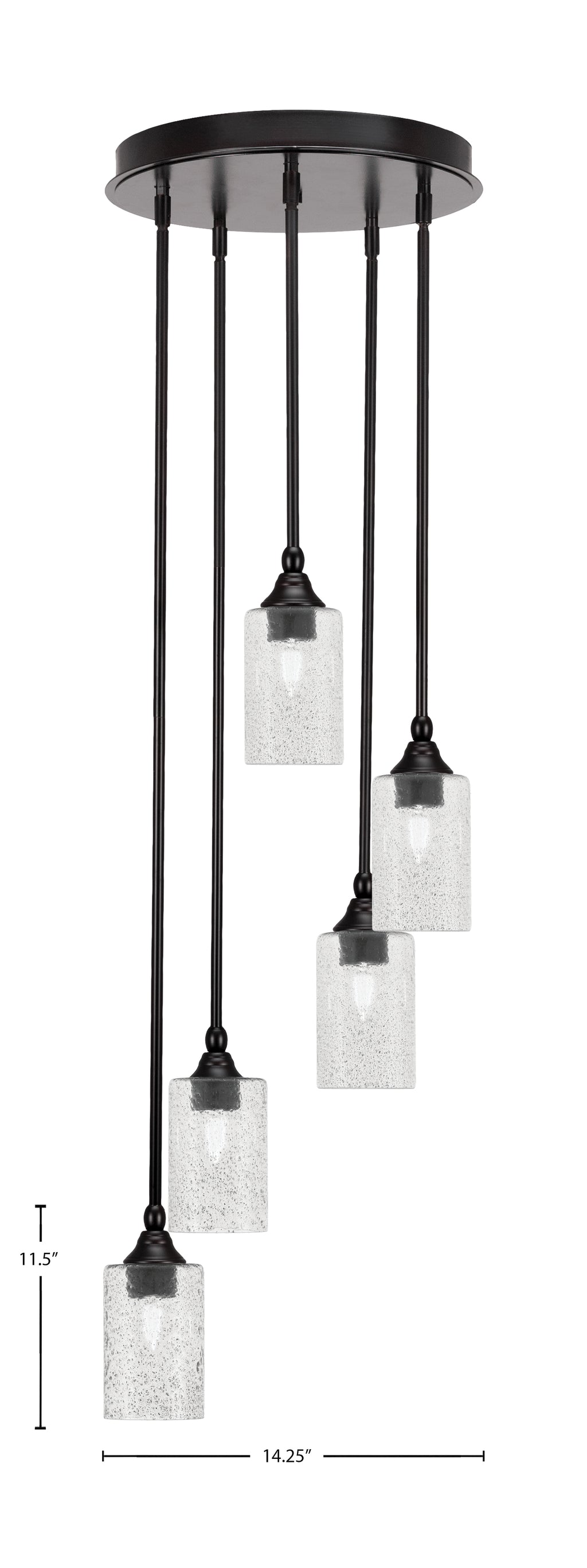Empire Five Light Pendalier in Espresso with 4" Smoke Bubble Shade