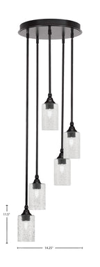 Empire Five Light Pendalier in Espresso with 4" Smoke Bubble Shade