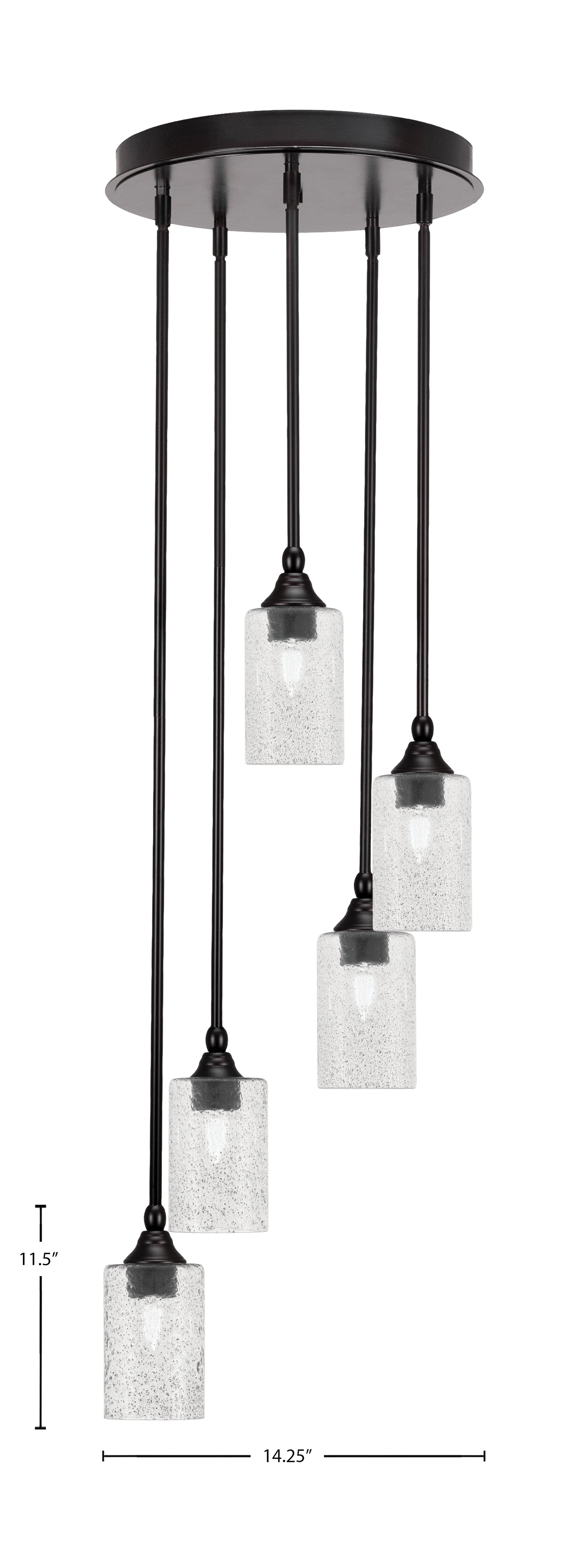 Empire Five Light Pendalier in Espresso with 4" Smoke Bubble Shade