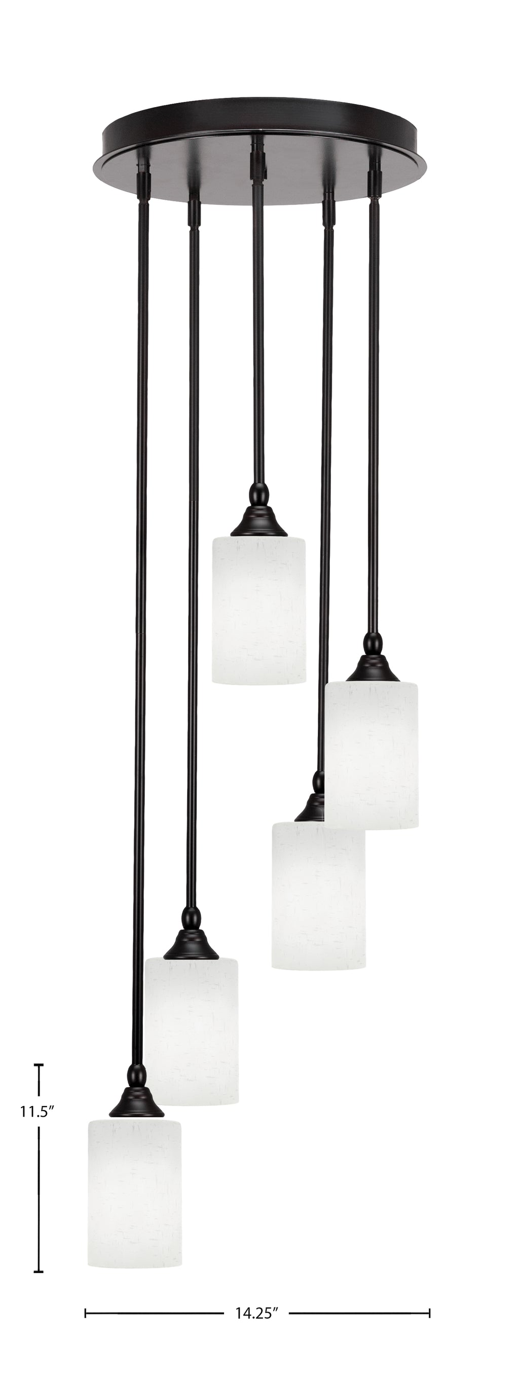 Empire Five Light Pendalier in Espresso with 4" White Muslin Shade