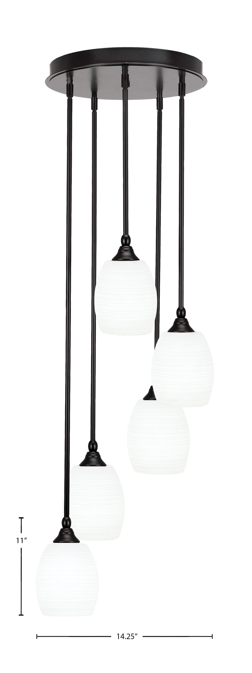 Empire Five Light Pendalier in Espresso with 5" White Matrix Shade