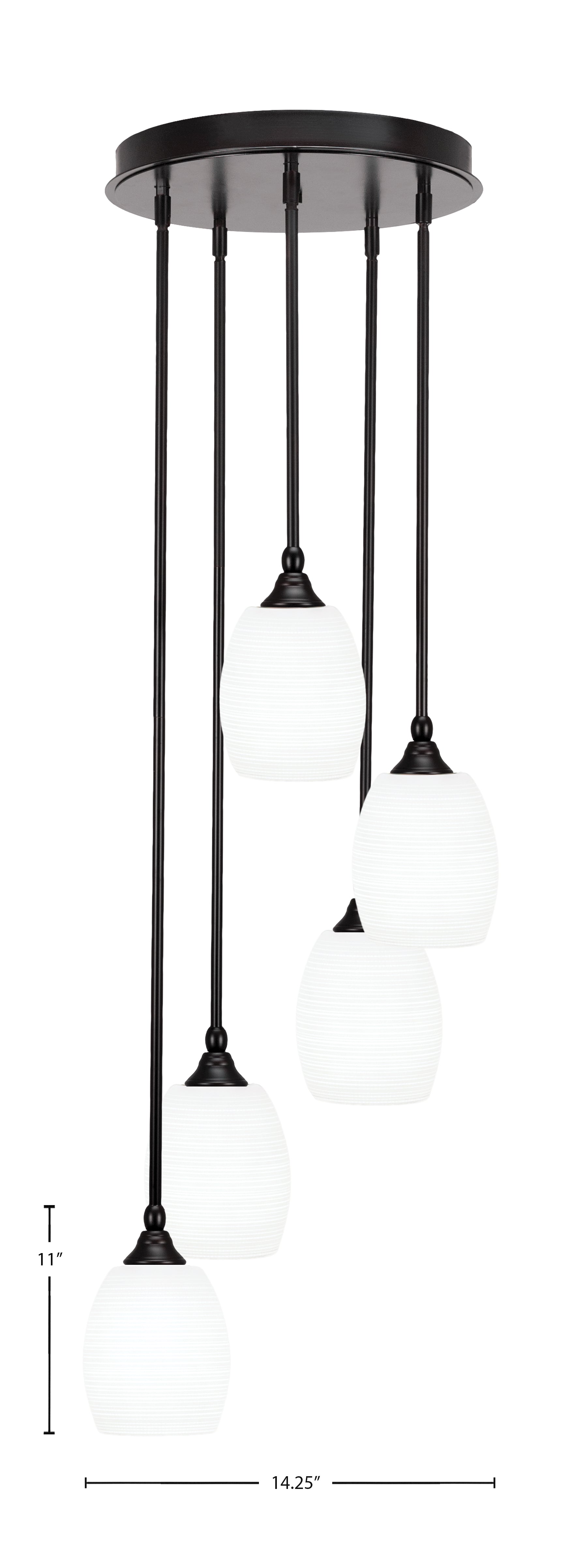Empire Five Light Pendalier in Espresso with 5" White Matrix Shade