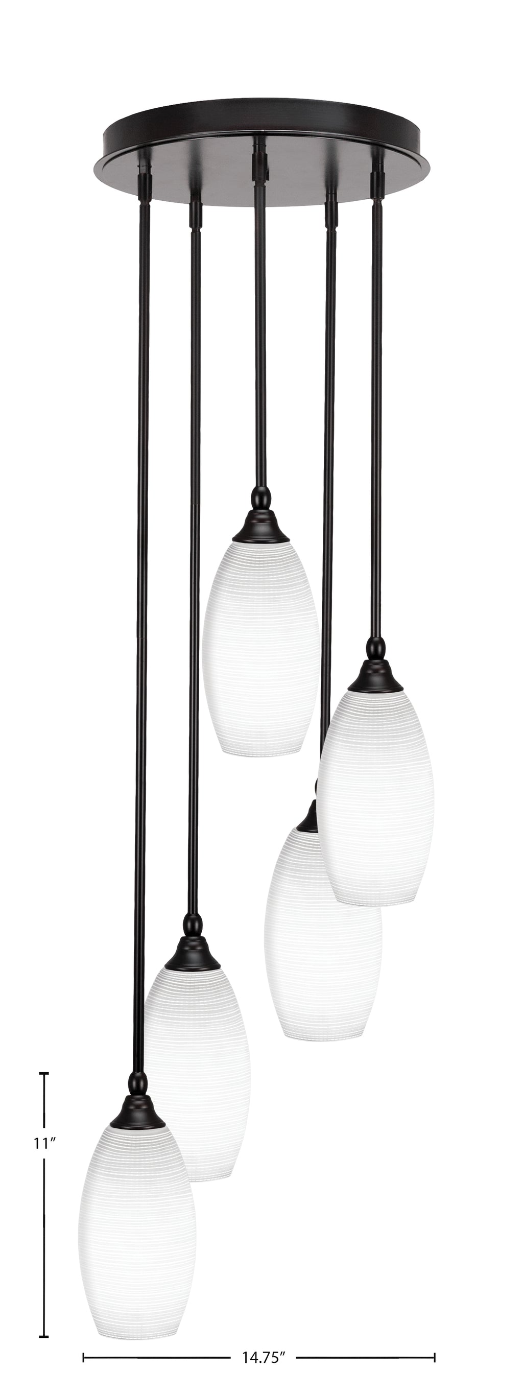 Empire Five Light Pendalier in Espresso with 5.5" White Matrix Shade