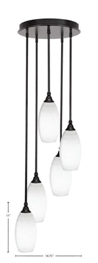 Empire Five Light Pendalier in Espresso with 5.5" White Matrix Shade