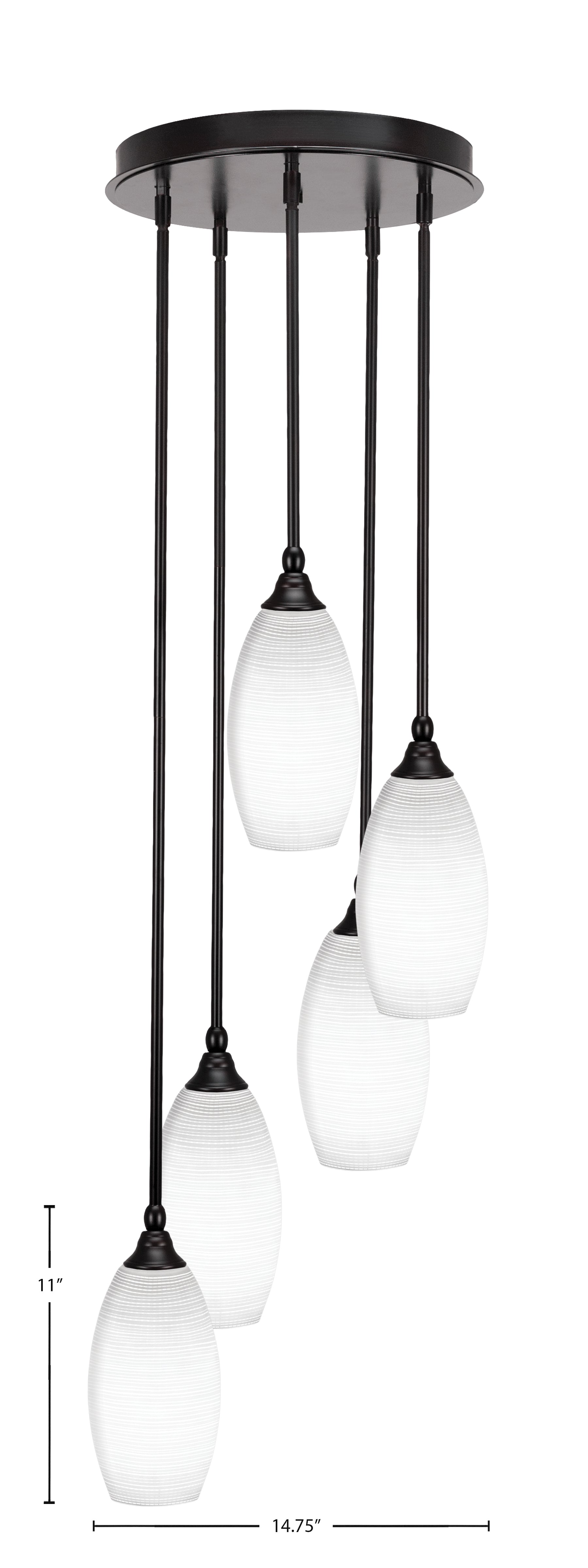 Empire Five Light Pendalier in Espresso with 5.5" White Matrix Shade