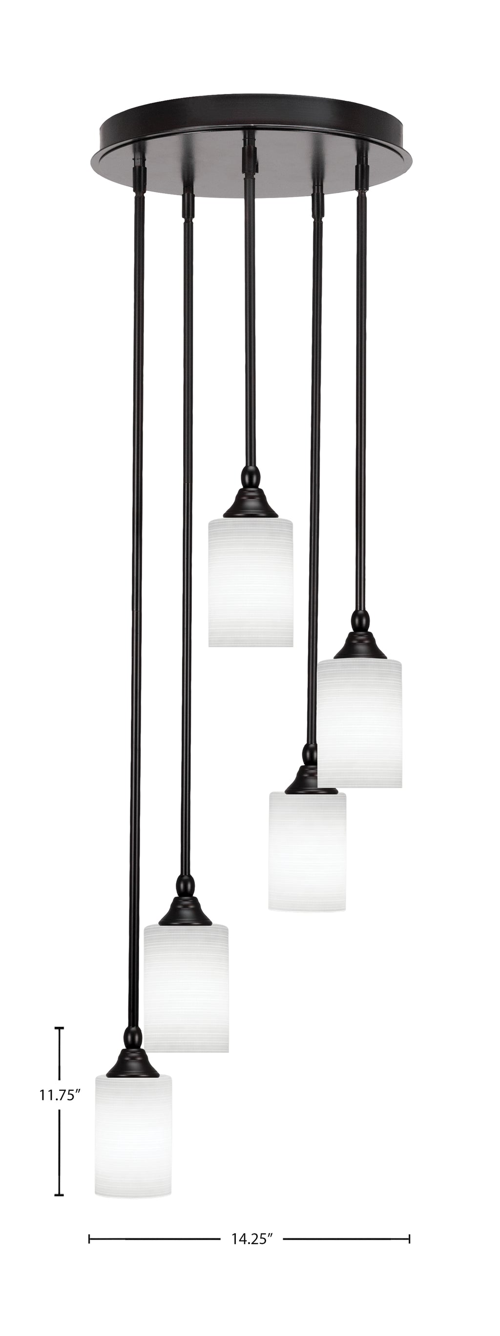 Empire Five Light Pendalier in Espresso with 4" White Matrix Shade