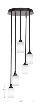 Empire Five Light Pendalier in Espresso with 4" White Matrix Shade