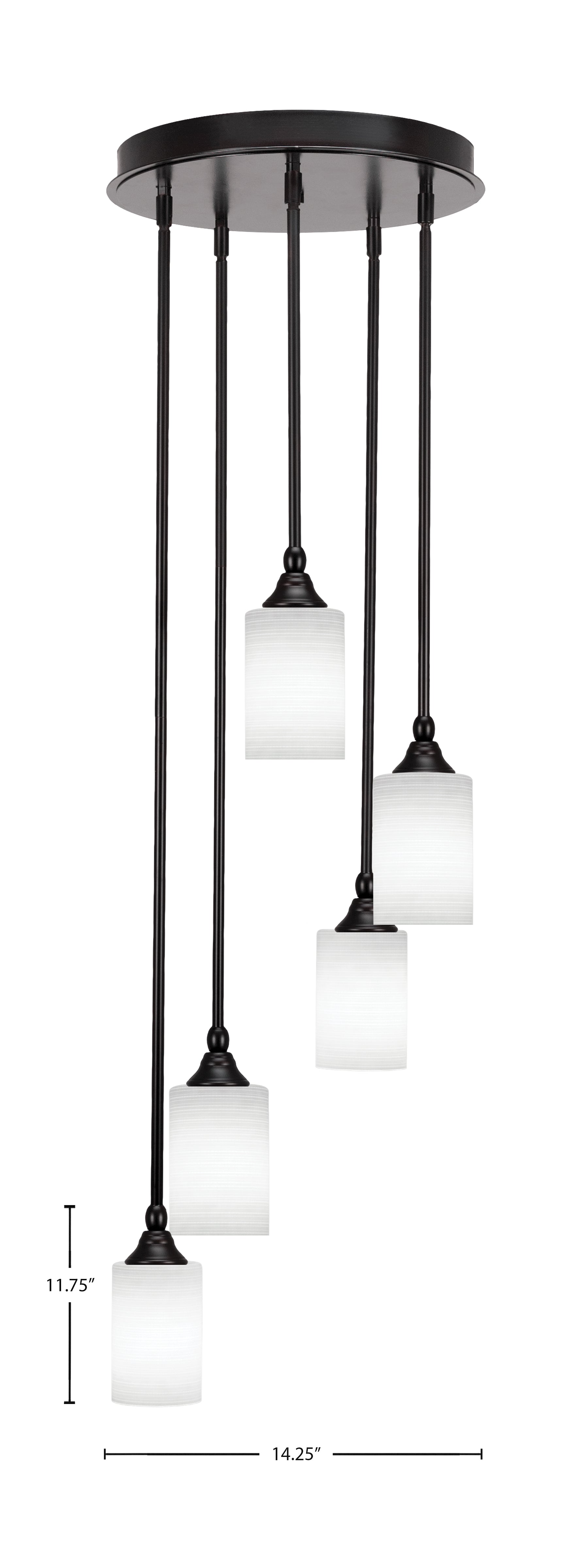 Empire Five Light Pendalier in Espresso with 4" White Matrix Shade