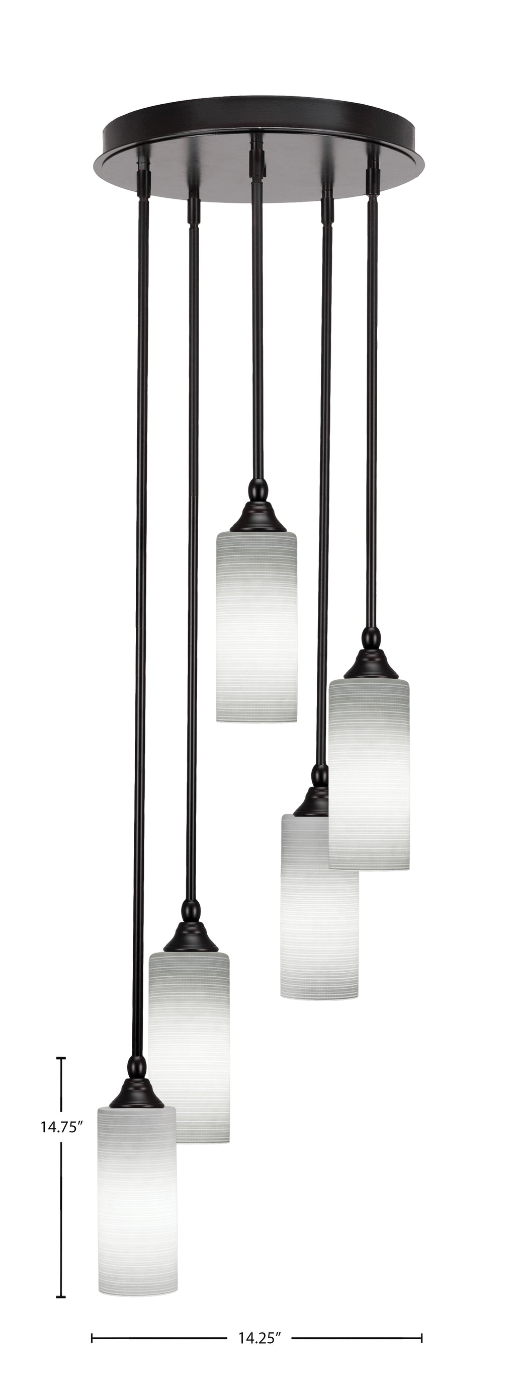 Empire Five Light Pendalier in Espresso with 4" White Matrix Shade