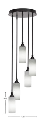 Empire Five Light Pendalier in Espresso with 4" White Matrix Shade