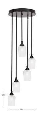 Empire Five Light Pendalier in Espresso with 5" Clear Textured Shade