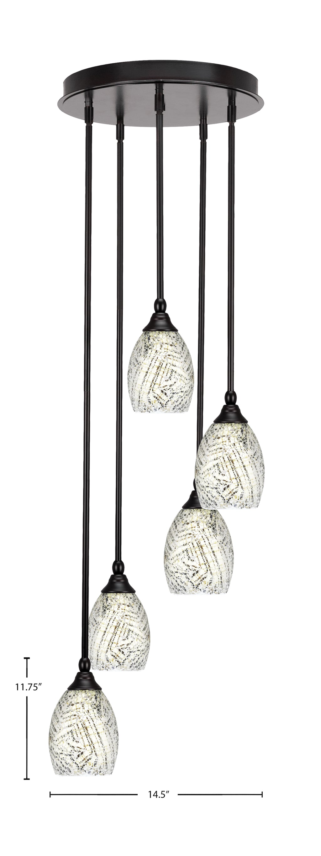 Empire Five Light Pendalier in Espresso with 5" Natural Fusion Shade