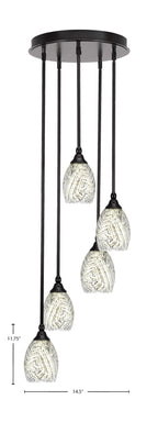 Empire Five Light Pendalier in Espresso with 5" Natural Fusion Shade