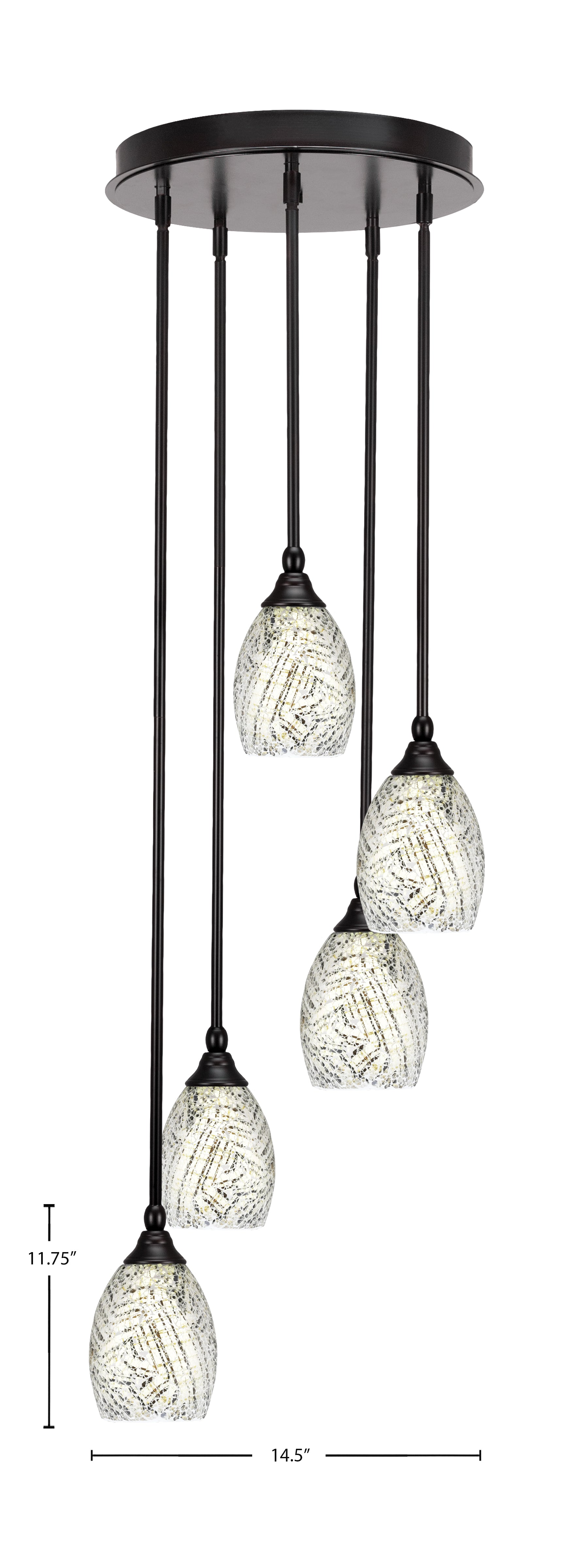 Empire Five Light Pendalier in Espresso with 5" Natural Fusion Shade