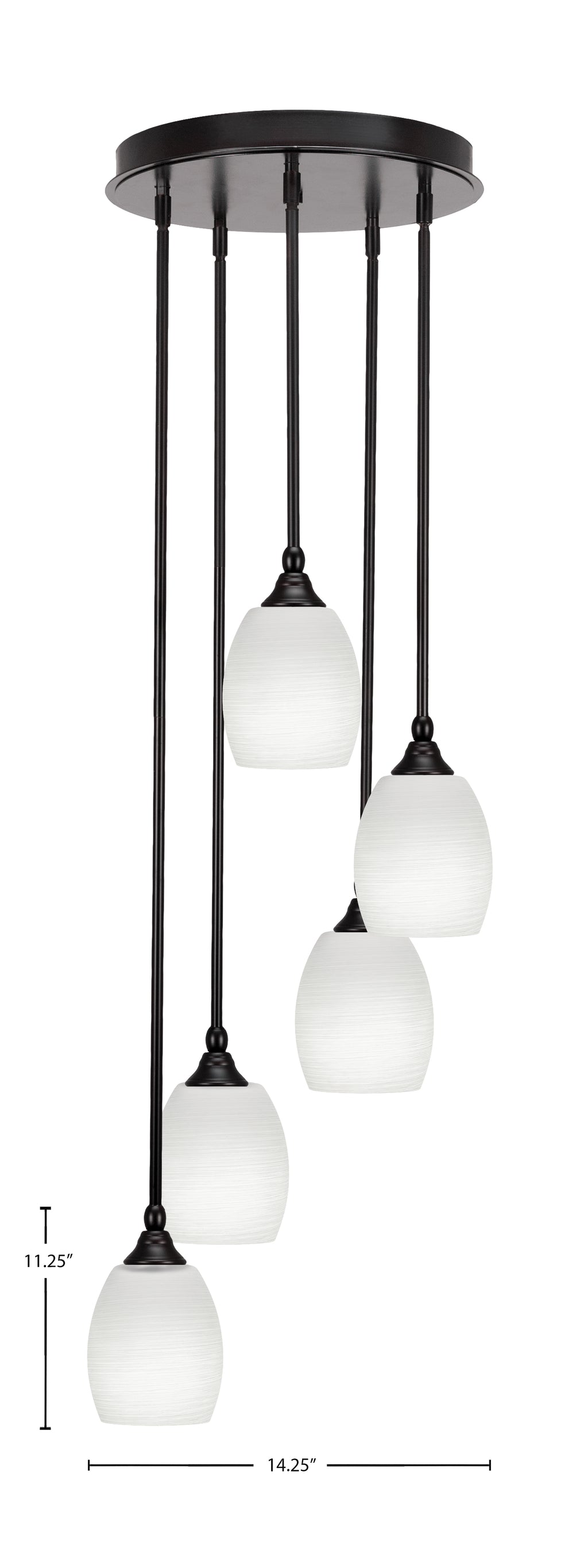 Empire Five Light Pendalier in Espresso with 5" White Linen Shade