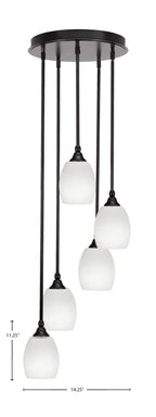 Empire Five Light Pendalier in Espresso with 5" White Linen Shade