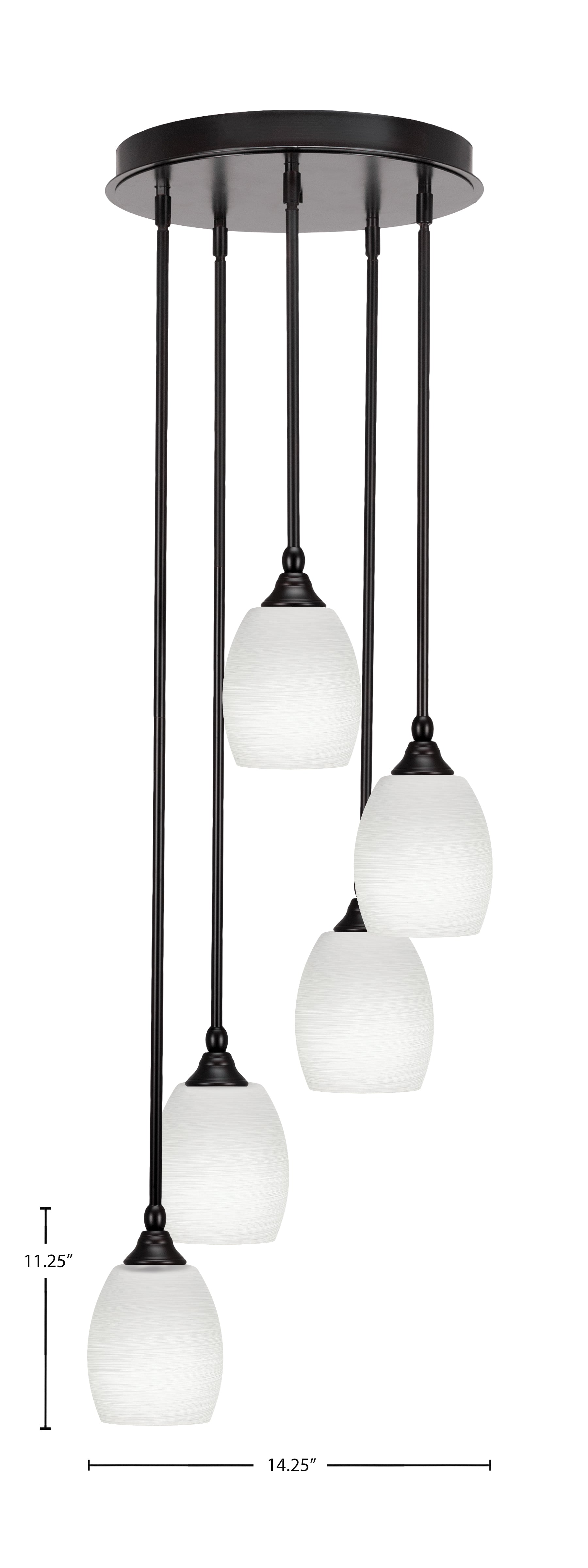 Empire Five Light Pendalier in Espresso with 5" White Linen Shade