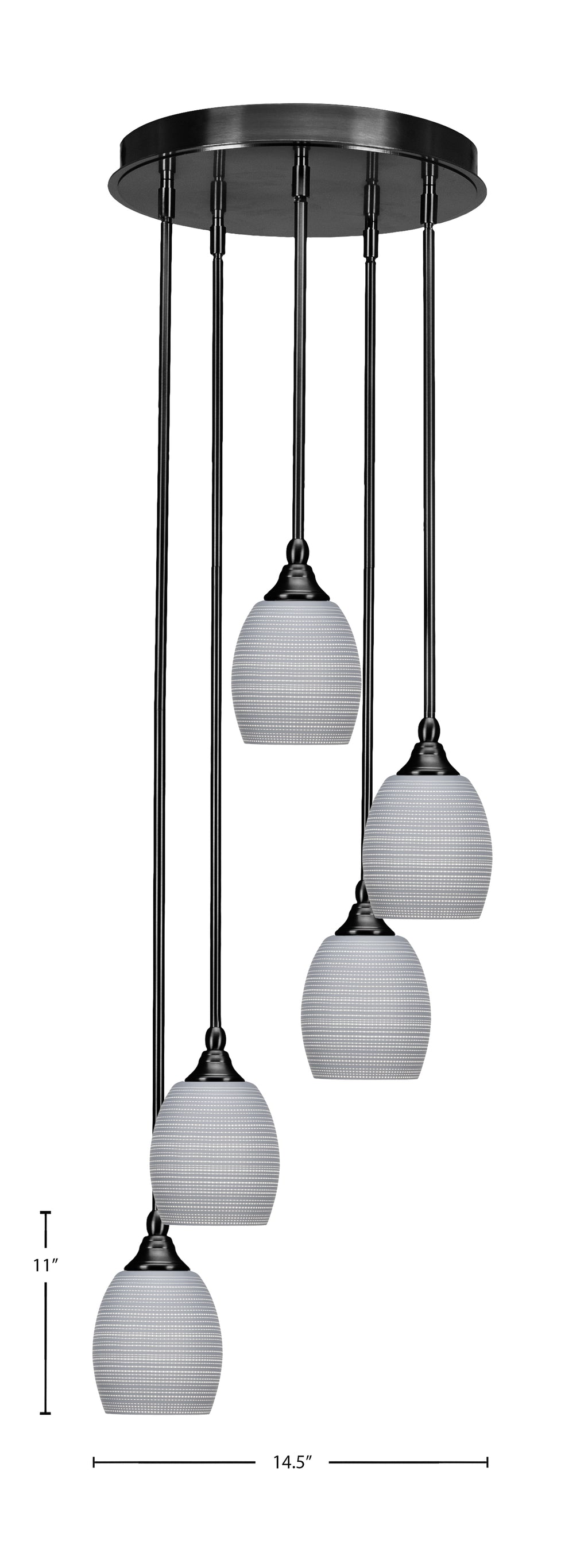 Empire Five Light Pendalier in Matte Black with 5" Gray Matrix Shade