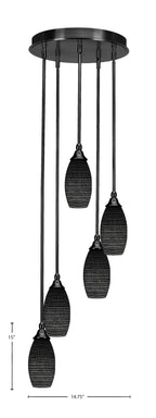 Empire Five Light Pendalier in Matte Black with 5.5" Black Matrix Shade